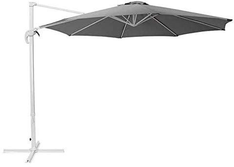 3M Hanging Cantilever Parasol with Crank Handle & Tilt Function, Large Wide Base Frame Garden Outdoor 3 Meter (Black)