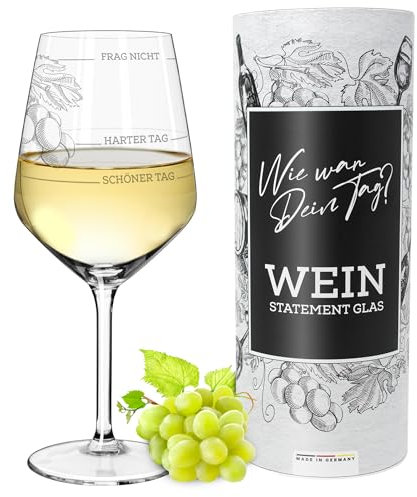 getbrave Weinglas | Guter Tag, Schlechter Tag, Frag nicht (530ml) in Geschenkbox | Wie war Dein Tag? | Geschenk für Frauen & Männer | Geburtstagsgeschenk | Weißweingläser Rotweingläser