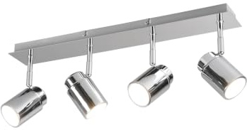 meineWunschleuchte Decken-Strahler 4-flammig Chrom Badezimmerleuchte | Breite 52cm, 4x GU10 LED inkl., Spots dreh- und schwenkbar, gezieltes Licht für Badezimmer, Gäste-WC und Hauswirtschaftsraum