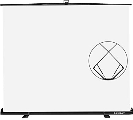 【Wider Style】 RAUBAY 78.7 x 82.7in Large Collapsible White Backdrop Screen Portable Retractable Panel Photo Background with Stand for Video Conference, Photographic Studio, Streaming