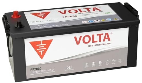 Bateria de Camión VOLTA Professional Pro 200Ah 1250A - Borne +Izq - Medidas Largo 513 x Ancho 223 x Alto 223 mm con 2 años de Garantía - Fabricación Europea.