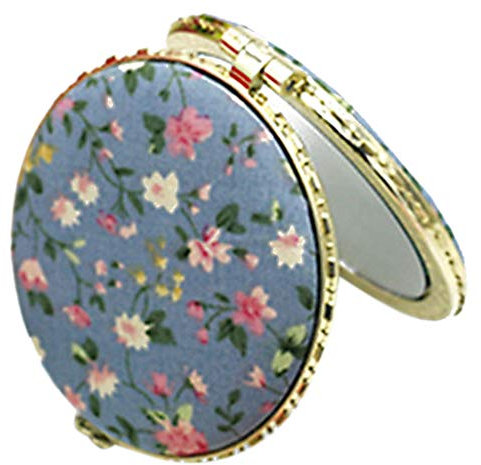 Laimoere Miroir de poche vintage floral rond pliable double face miroir de maquillage en métal pour porte-monnaie