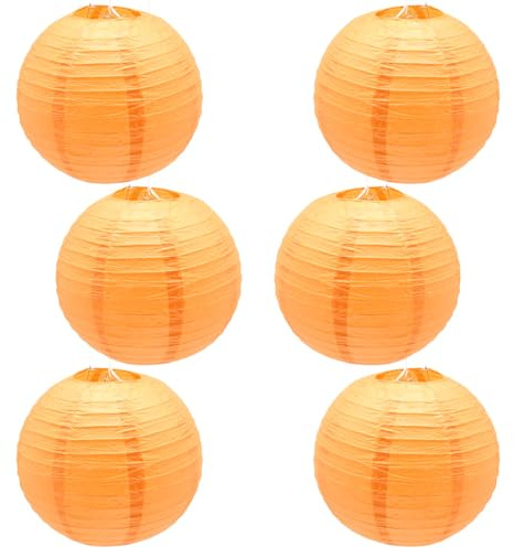 CEEYSEE 6 Stück Papierlaterne Orange 30 cm Hängende Runde Papierlaternen Faltbar Papier Lampions für Brautpartys Geburtstag Feiern Garten Deko(DL/CNS)