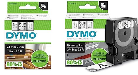 DYMO Original D1-Etikettenband & Original D1-Etikettenband | schwarz auf weiß | 19 mm x 7 m | selbstklebendes Schriftband | für LabelManager-Beschriftungsgerät
