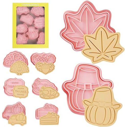8 Stück Brotaustechformen Kinder, Thanksgiving Ausstechformen, Kürbis Ausstecher Set Thanksgiving, 3D Ausstecher Herbst Erntedankfest, Keksausstecher Eichenblatt Kürbis für Keks Fondant Backen (8B)