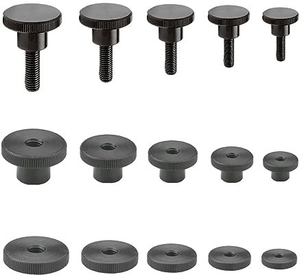 Rändelmutter Rändelschraube Stahl Schwarz brüniert DIN 464 466 467 M3 M4 M5 M6 M8 M10 hoch/flach (Schraube M8 x 12 mm)