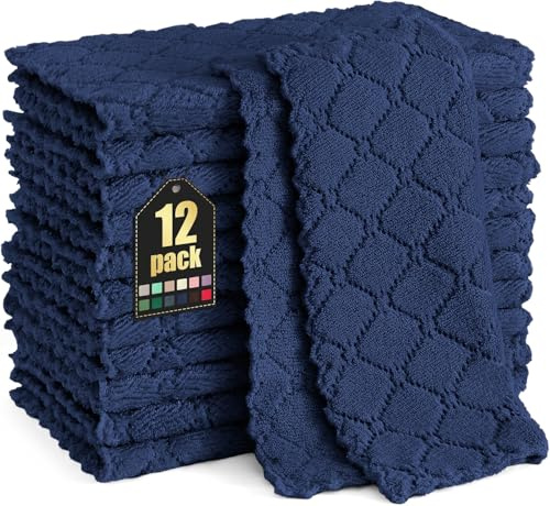 Moosfor Mikrofasertücher 12 Stück 25x25 cm spüllappen Marine Blau | Weiche Fusselfrei Waschbar Geschirrtücher, Reinigen Geschirr & Küchenflächen, Ideal für Küche & Tägliche Haushaltsreinigung.