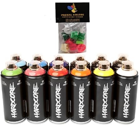 PROGAL COLORS Montana Hardcore Pack de 12 Spray + 10 Cabezales Pulverizadores