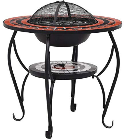 Homgoday Table avec Brasero Mosaïque Terre cuite et Blanc 68 cm Céramique, Meubles pour Maison Intérieur Extérieur Salon Chambre à coucher