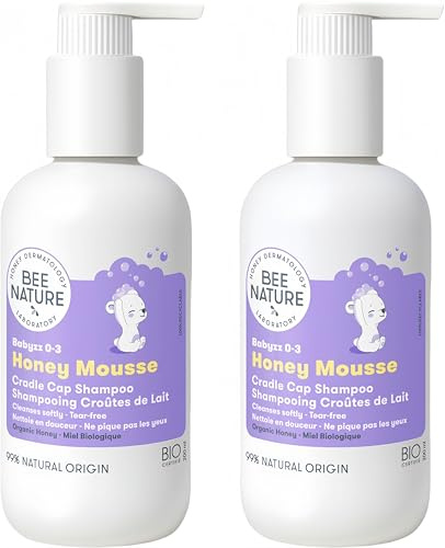 Bee Nature - Baby Shampoo Bio - Honig Mousse - Milchschorf Behandlung - Tränenfrei - Geeignet für Neugeborene, Kinder, Erwachsene mit Trockener, Empfindlicher, Ekzem, Juckende Kopfhaut- 400ml(2*200ml)