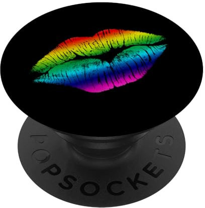 Rainbow Kissing Lippenstift | Perfektes 80er Jahre Party Design PopSockets mit austauschbarem PopGrip