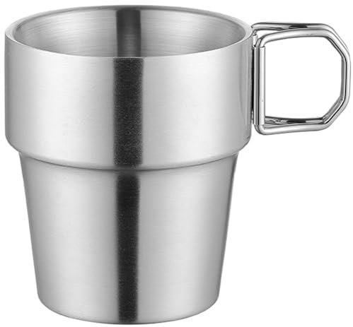 Happyyami Edelstahlbecher Faltbar Mit Klappbarem Griff Leichtes Metall Doppelwandig Campingbecher Für Outdoor Wandern Reisen