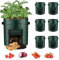 6 Stück Kartoffel Pflanzsack, 10 Gallonen Gemüse Tomatenpflanzen Pflanzsäck mit Stabilen Griffen und Sichtbarer Klappe, Pflanztasche Kartoffelpflanzsack für Tomaten, Kartoffeln, Blumen, Pflanzen
