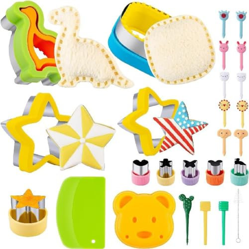 Bangshou Sandwich Ausstechformen Set für Kinder Sandwich Cutter und Sealer Toastbrot Ausstecher Obstausstecher Brotausstechformen Edelstahl Ausstecher für Brot und Gemüse