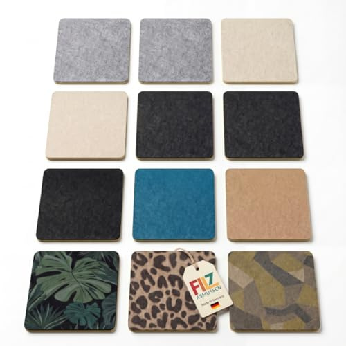 Filz Asmussen - Musterset Filz selbstklebend für Wohnmobil & Camper Ausbau Filzset 10 Stück ca 10x10cm Filzstoff Klebefilz für Auto KFZ Klebevlies zum Testen Filz Meterware in Farben & Strukturen