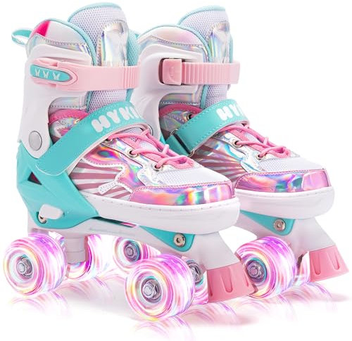 LOCAVUN 4Size einstellbare Rollschuhe mit leuchtenden Rädern,sicher für Mädchen Jungen Kleinkind,trimmbar Einlegesohle enthalten