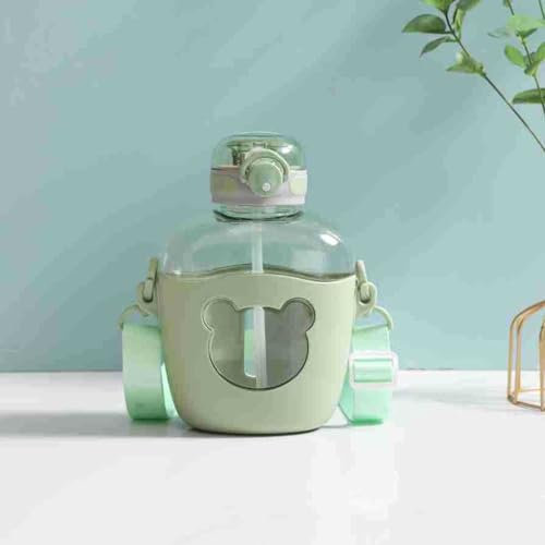 ALOEU Trinkflasche Wasserflasche 850mL Sportflasche Sport Trinkflasche BPA-Frei Trinkbecher, Versteckte Trageschlaufe, Verstellbare Träger Auslaufsicher für Fahrrad Camping Gym Outdoor,Green