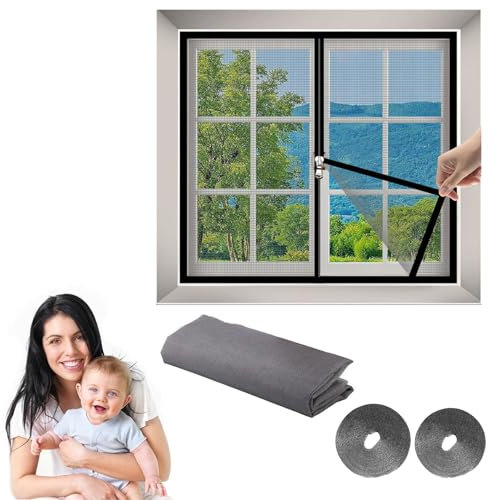 140x170cm(W*H) Fly Screen for Window - Removable Flying Insect, Bug, Mosquito Mesh Net for Window - Insect Screen