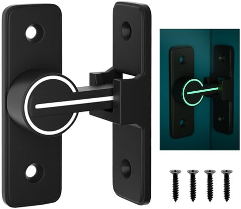 Palwin Schiebetürschloss, 90 Grad Bewegliche Tür, Leuchtend Türriegel Edelstahl 90° Riegelschloss, Rechtwinklige Schnalle, Klein Sicherheitswinkel Verriegelung Für Schlafzimmer, Outdoor, Garage