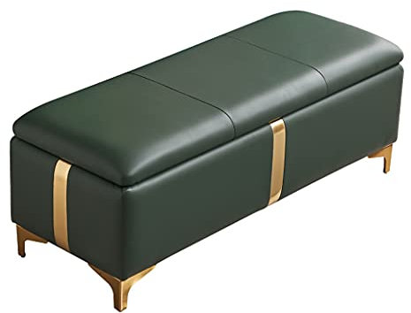 Ottomane-Bank mit Aufbewahrung, rechteckige Bettbank mit Stauraum, Moderne dekorative Möbel, Wohnzimmer-Eingangsbereich, gepolsterte Schuhe, Wickelhocker mit goldenen Metallbeinen, dunkelgra