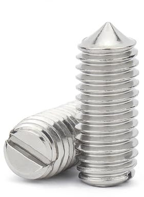 Cortnn 10 Stück Edelstahl-Schlitzkopf-Kegelpunkt-Madenschraube M1.6, M2, M2.5, M3 Konischer Endkopfloser Bolzen(Color:16mm x10pcs,Size:M2)
