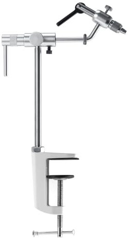 LeTkingok Étau Rotatif à 360 Degrés pour Attacher Les Mouches, Outils D'attache pour Les Mouches de Pêche en Alliage D'aluminium Et D'acier Inoxydable, Mâchoires Standard à Montage Sur Pince en C
