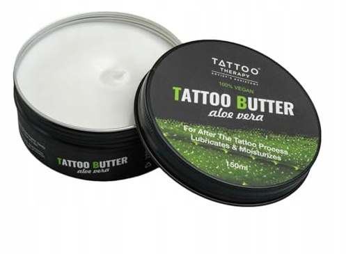 Tattoo Therapy ® - Beurre de tatouage Aloe Vera 150 ml - 100 % Naturel, Beurre de Tatouage Hypoallergénique - Beurre de Tatouage Vegan