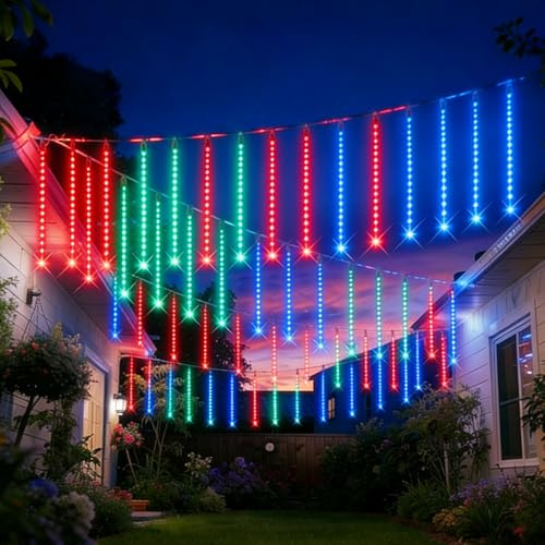 Aartner Outdoor Christmas Lights, Meteor Shower Lights Snow Falling Lights 12 inch 8 Tube Outside Christmas Lights for Xmas Tree Halloween Decorations Window Wedding Party