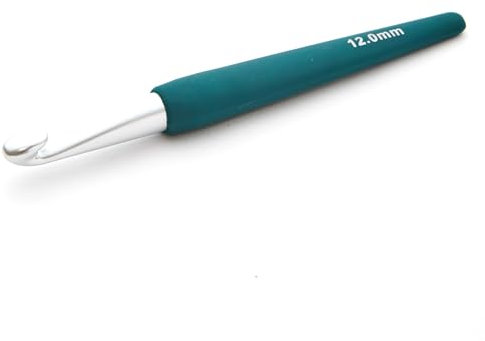 KnitPro Waves Häkelnadeln – 12-mm-Häkelnadel, ergonomische, weiche Griffe, weicher Gummigriff für arthritische Hände, leichte und bequeme Häkelnadeln zum Stricken, Smaragd