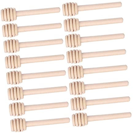 SHOWERORO 24piezas Palitos De Madera para y Jarabe Cucharones para Miel Dosificador De Miel