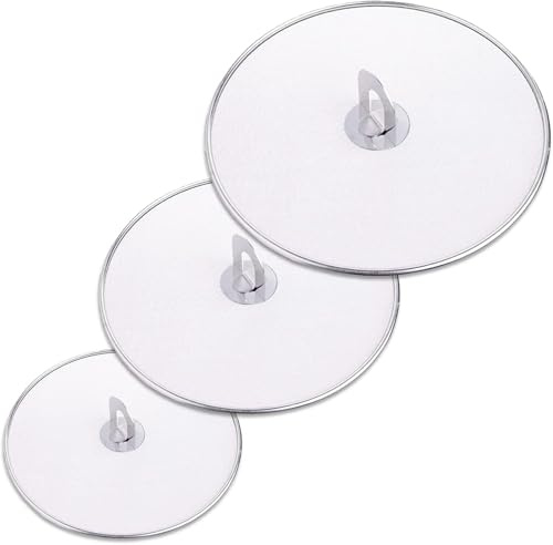 SZKKQKJ Lot de 3 poêles anti-éclaboussures en acier inoxydable multifonction avec poignée de cuisine pliable, Ø 25/32/33 cm, couvercle d'épreuve d'huile