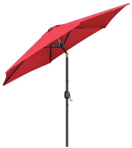 Yaheetech Sonnenschirm 269 cm Rund Gartenschirm mit Kurbel UV Schutz Terrassenschirm Neigbar Kippbar Kurbelschirm UPF 50+ für Balkon/Terrasse/Markt/Garten, ohne Ständer, Rot