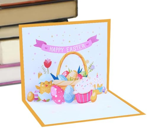 Happy Pop-Up Cards Ostern | Pop Up Karten Ostern | Pop Up Karten von Easter Eggs | Papier Skulptur | Urlaubspostkarten | Souvenir Spring Happy | Inklusive Umschlag für Freundin