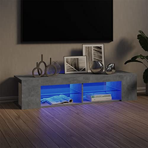 WKIEQACO Entertainment Centers & TV-Ständer, TV-Schrank mit LED-Lichtern, Betongrau, 135 x 39 x 30 cm
