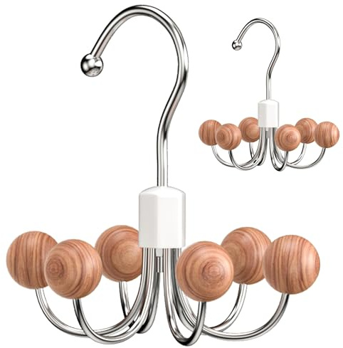 OHIYO 2-Pack 360° Swivel Hoodie Hangers with 6 Cedar Balls, Closet Organizer for Bra, Scarves, Belts, Purse & Accessories Storage
