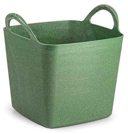 Muddy Hands Eco Friendly Square Flexi Tub Versatile Multi Purpose Flexible Rubber Storage Container Bucket (Made from 100% Recycled Plastic + Aluminium) (Dark Green, 43 Litre)