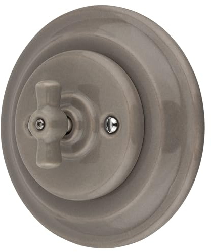 Unterputz Porzellan Retro Rotary Kreuzschalter, All-in-One, Serie PR1 graubeige