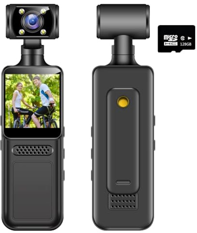 Kdouehg Videocamera D'Azione Tascabile 4K Videocamera 4K HD Mini Telecamera WiFi A 180° con Impermeabile 128G