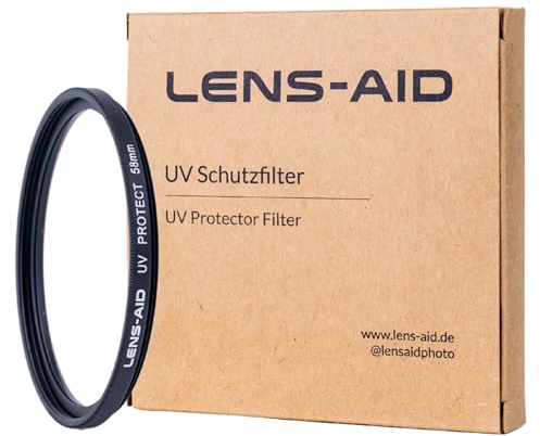 Lens-Aid UV-Filter 58 mm Schutzfilter Schott Glas B270 | Objektiv Protector mit 18-facher Nano-Beschichtung, Aluminiumfassung, Doppelgewinde und Aufbewahrungsbox
