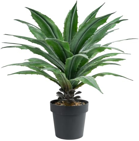 Velener Artificial Agave Plant in Black Pot, Large Fake Agave Plants for Indoor and Outdoor-26 inches
