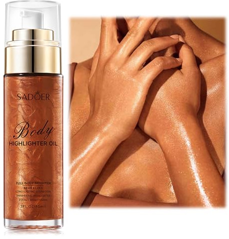 Shimmering Body Oil, 85ml Body Shimmer Oil,Körper Highlighter Öl, Körperglitzer Öl für Gesicht und Körper, Feuchtigkeitsspendender und Glänzender Flüssiger Highlighter