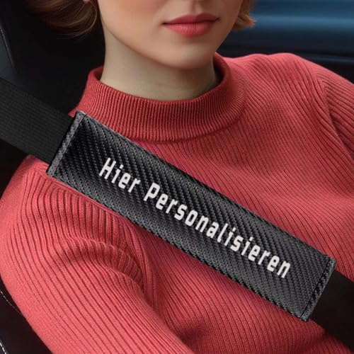 Personalisierbares Gurtpolster Auto aus Kohlefaser - Individualisierbares Gurtpolster für Kinder & Erwachsene, Anpassbares Weiches Sicherheitsgurt Polster, Universell Autogurt Schutz für SUV/Kombi/PKW