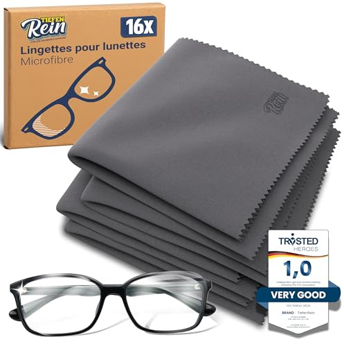 Paños de Microfibra para Gafas 16 Unidades – Gamuza Limpia Gafas Gris 20 x 20 cm Extra Suave, Limpiador de Gafas y Pantallas para una Visión Clara y Limpieza Delicada