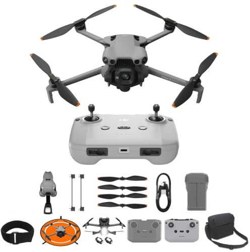 DJI Mini 3 Fly More Combo (DJI RC) – Leichte und faltbare mini-Kameradrohne mit 4K HDR-Video, 3 Batterien für 114 Minuten Flugzeit (Kartenleser + Speicherkarte + Ladestecker)