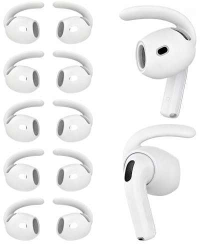 5 Paar Ohrhaken-Abdeckungen für AirPods 4 - rutschfeste Silikon-Ohrhaken für sicheren Halt, Nicht passend in das Ladecase, ideal für Sport und Komfort, kompatibel mit AirPods 4. Generation (Weiß)