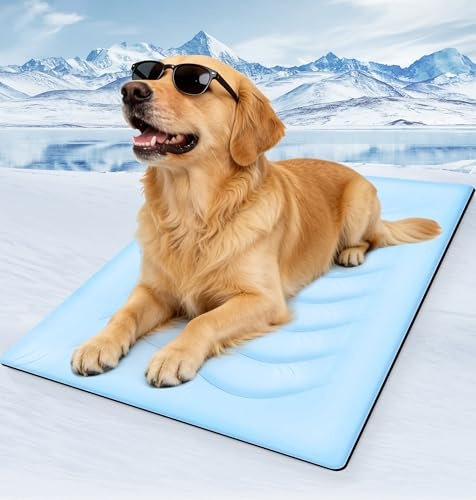ARDFFA Kühlmatte Hund Groß Kühldecke für Hunde Katzen 100x70cm Selbstkühlende Hundematte ohne Vorkühlen | Rutschfester Boden, Atmungsaktives Ice Silk | Für Drinnen & Draußen in Auto, Garten