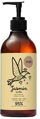 YOPE – Naturlig handtvål flytande jasmin & tonka – mild rengöring och vård – fuktgivande för frekvent handtvätt – veganskt dermatologiskt testad djurförsöksfri – 500 ml