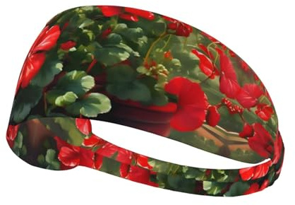 Diademas antideslizantes para mujer, diseño de geranios rojos, para mujer, banda para la cabeza de moda, entrenamiento, yoga, deportes, ejercicio, accesorios para el cabello de verano, diademas