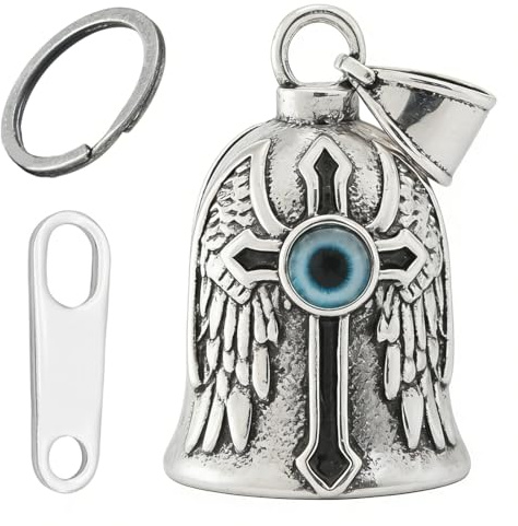 GWEOR Guardian Bell Portafortuna 、Campanella Moto Guardian Bell、Angelo Custode Motociclista Campanella、Portachiavi con Anello Appeso、con Anello Appeso、per Auto Elettriche、Biciclette