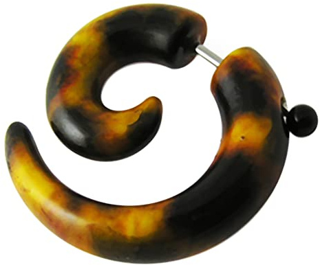 Monster Piercing UV Acryl & 316L Chirurgenstahl | Fake Tunnel | Tiger Optik | Fake Dehnschnecke Plug Piercing Fleischtunnel | Stabstärke: 16 Gauge | Stablänge: 6MM